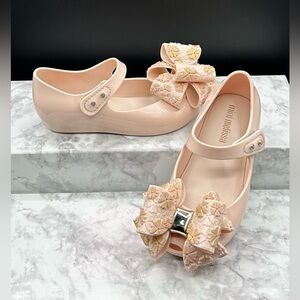 MINI MELISSA Ultragirl Sweet Shoes Jelly Ballet Flat-Large Decorative Bow.Size 9